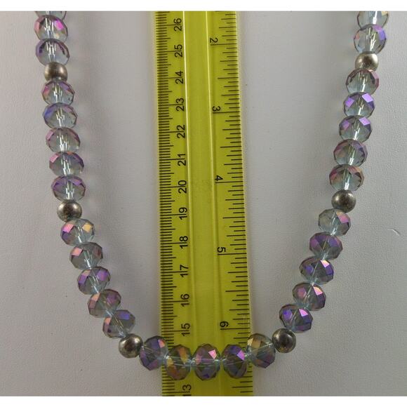 Handmade Vintage Crystal Necklace AB Purple Heart Toggle Closure Beaded Findings - Picture 4 of 10